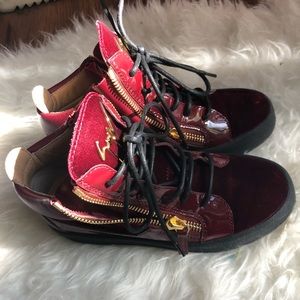 Zanotti velvet and leather sneakers